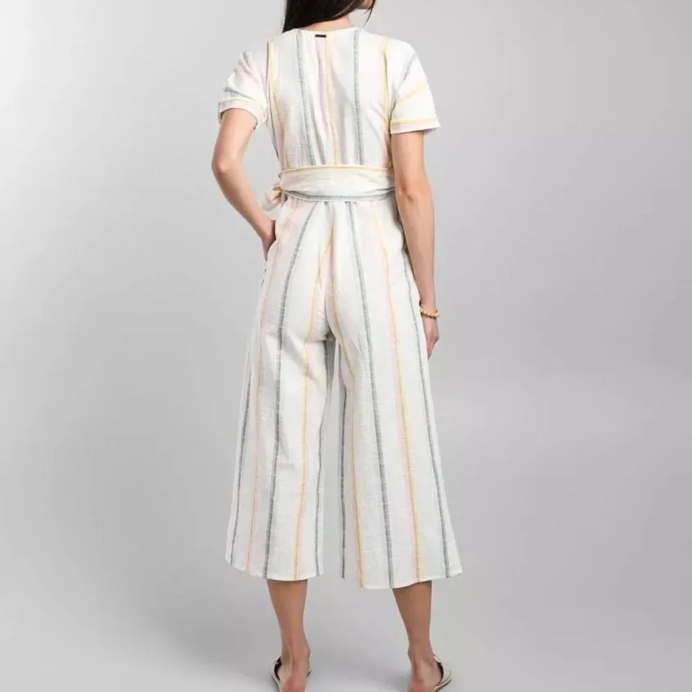 NWT Billabong x The Salty Blonde Dream Weaver Wide Leg Crop Striped Jumpsuit-S_10